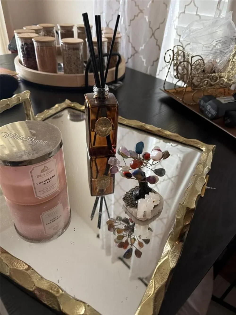 M&SENSE 6.3 oz Large Reed Diffuser Set | Tobacco Teakwood Scent Oil Diffuser